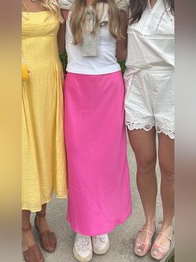 Satin midi skirt